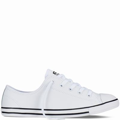 Converse Chuck Taylor All Star Dainty Leather Low Tops Womens - White Shoes (633LQINE)